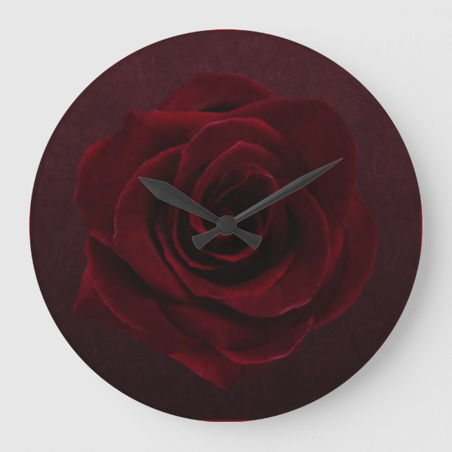 Burgundy Gothic-Rose Große Wanduhr (Vorderseite)