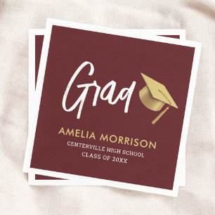 Burgundy Graduate Gold Cap Abschluss Serviette