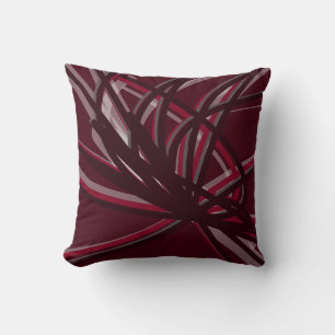 Burgundy & Grau Abstrakte Ribbons Kissen