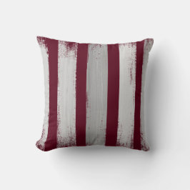 Burgundy & Gray Striped Pinselstriche Pinselspitze Kissen