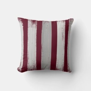 Burgundy & Gray Striped Pinselstriche Pinselspitze Kissen