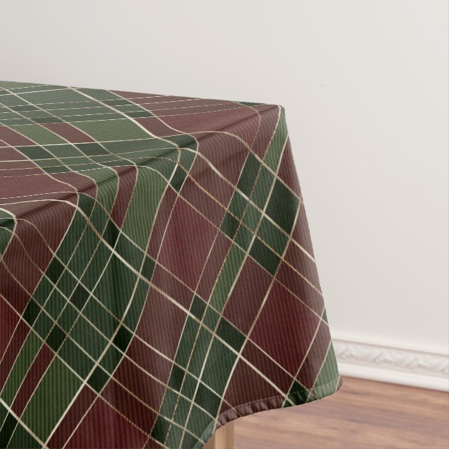 Burgundy Green Karierter Weihnachtsurlaub Tischdecke (Beispiel)