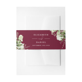 Burgundy Greenery Floral Wedding Einladungsbanderole