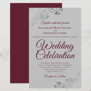 Burgundy & Grey Lace BUDGET Hochzeit einladen groß