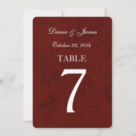 Burgundy Grunge Damask Wedding Tischnummer Set