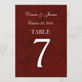 Burgundy Grunge Damask Wedding Tischnummer Set