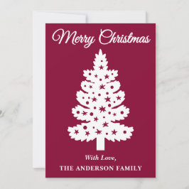 Burgundy Handgeschriebener Weihnachtsbaum Feiertagskarte