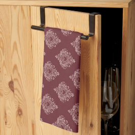 Burgundy Heart Damask Kitchen Towels Geschirrtuch