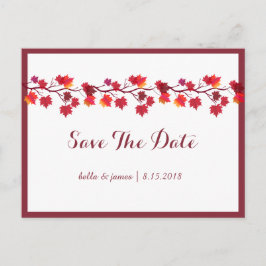 Burgundy Herbstblätter Hochzeiten speichern die Da Ankündigungspostkarte