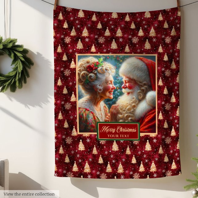 Burgundy Holiday Blanket Weihnachtsmann Fleecedecke (Burgundy Holiday Blanket Christmas Santa Claus)
