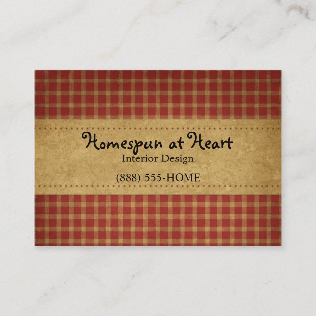 Burgundy Homespun Carte de visite artisanal (Devant)