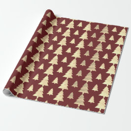 Burgundy Hütte Goldene Blüte Weihnachtsbaum Geschenkpapier