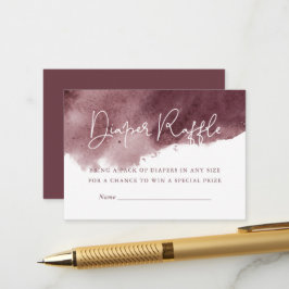 Burgundy Ink Wash Baby Dusche Windel Raffel Begleitkarte