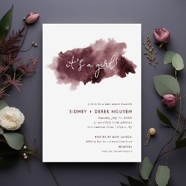 Burgundy Ink Wash Es ist eine Girl Baby Dusche Einladung