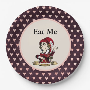 Burgundy isst Mad Hatter Alice im Wunderland Pappteller
