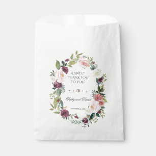 Burgundy Ivory Floral Wedding DANKE Geschenktütchen