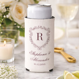 Burgundy & Ivory Monogram Crest Old Money Wedding Selters Dosenkühler