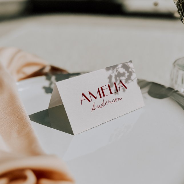 Burgundy Ivory Old Money Wedding Place Cards    Tischnummer (Von Creator hochgeladen)