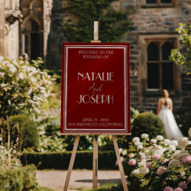 Burgundy Ivory Old Money Wedding Welcome Sign