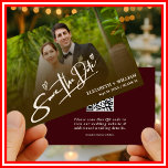 Burgundy & Ivory Photo QR Code Elegant Wedding Save The Date<br><div class="desc">Announce your date with our Burgundy & Ivory Photo QR Code Wedding Save The Date. This card features your favorite high-resolution engagement photo framed by a rich wine-red palette and classic ivory accents. Designed with a custom QR code, it allows guests to scan and instantly access your wedding website for...</div>