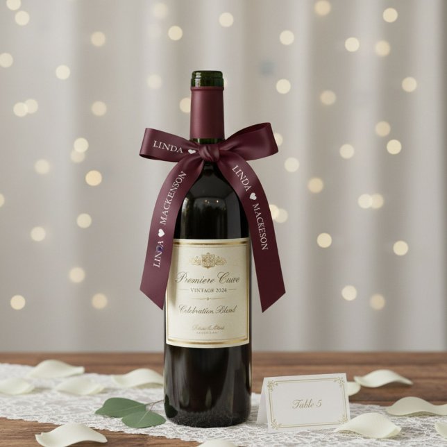 Burgundy & Ivory wedding initial Couple name Satinband (Von Creator hochgeladen)