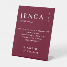 Burgundy Jenga Gästebuch Minimalistisch Modern