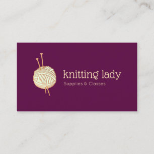 Burgundy Knitting Crochet Garnball-Logo Visitenkarte