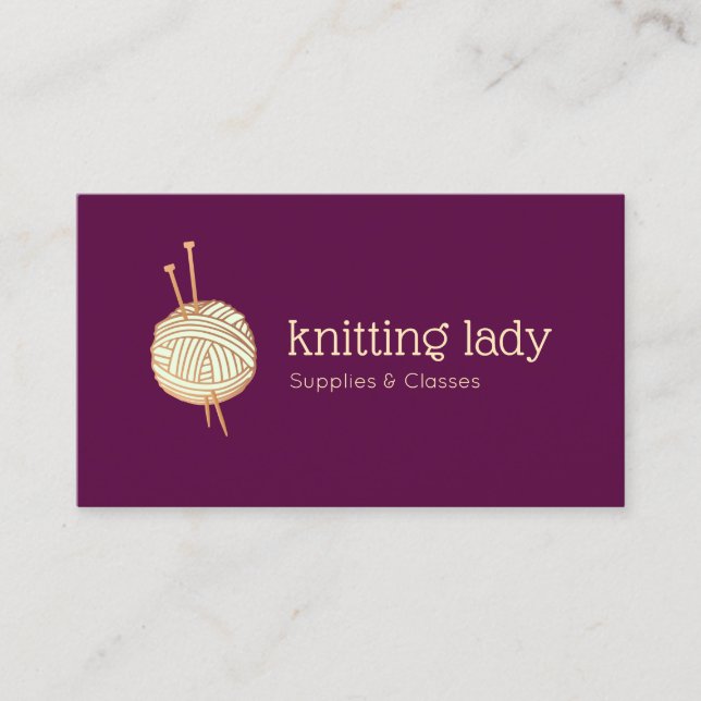 Burgundy Knitting Crochet Garnball-Logo Visitenkarte (Vorderseite)