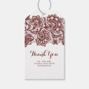Burgundy Lace Elegant Wedding Geschenkanhänger