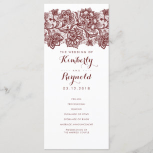 Burgundy Lace Elegante White Wedding Programs Programm