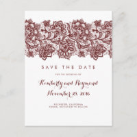Burgundy Lace Save the Date