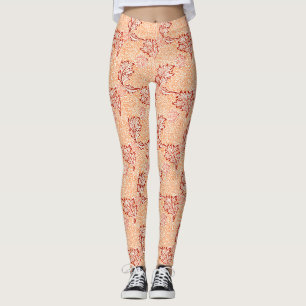 Burgundy Leaf Pattern Leggings