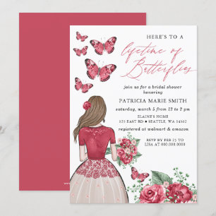 Burgundy Lifetime von Butterflies-Brautparty Einladung