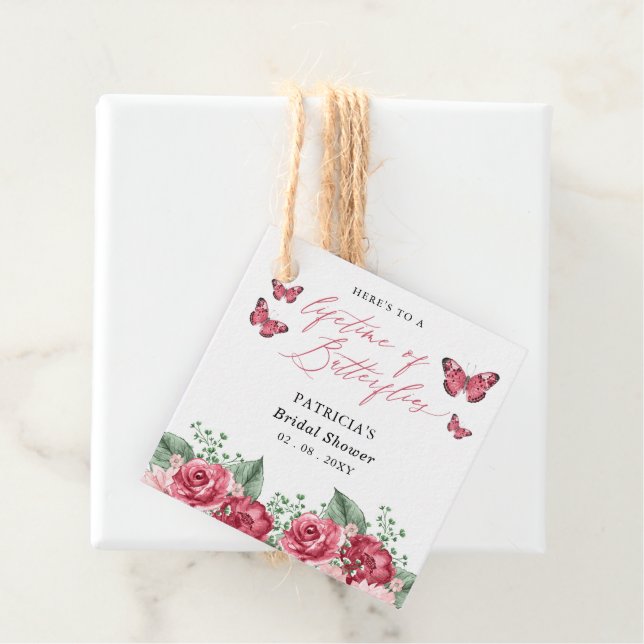 Burgundy Lifetime von Butterflies-Brautparty Geschenkanhänger (Beispiel)