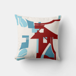 Burgundy Light Blue MCM inspiriert abstraktes Desi Kissen