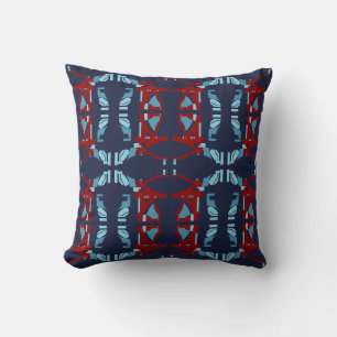 Burgundy Light Blue Navy Mittelmeer Große Fliesen Kissen