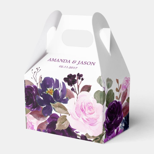 Burgundy Lila Floral Rustic Boho Wedding Geschenkschachtel (Vorderseite)