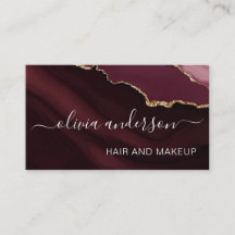 Burgundy Lila Gold Agate Geode Hair Makeup Salon