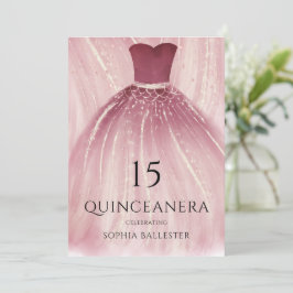Burgundy Lila Mermaid Dress Quinceanera Party Einladung
