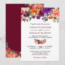 Burgundy Lila Orange Red Floral Wedding
