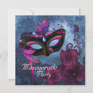 Burgundy Lila Pink Masquerade Party Einladungen