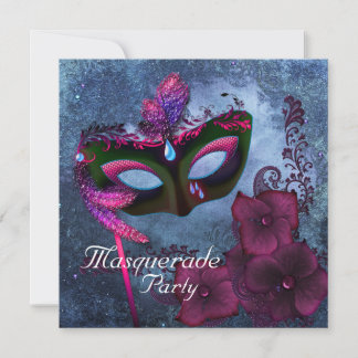 Burgundy Lila Pink Masquerade Party Einladungen