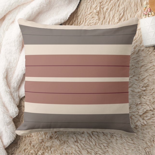 Burgundy Lila und graue Streifen Kissen (Decke)