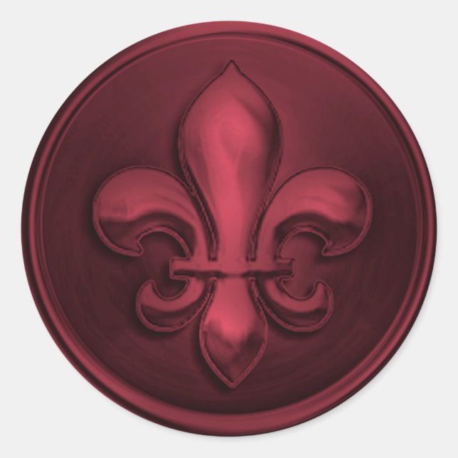 Burgundy Lilie Umschlag Aufkleber Embossed Look (Vorderseite)