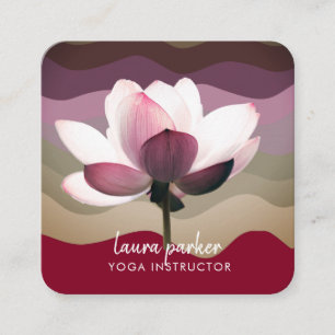 Burgundy Lotus Blume Yoga Instructor Wasserfarbe Quadratische Visitenkarte