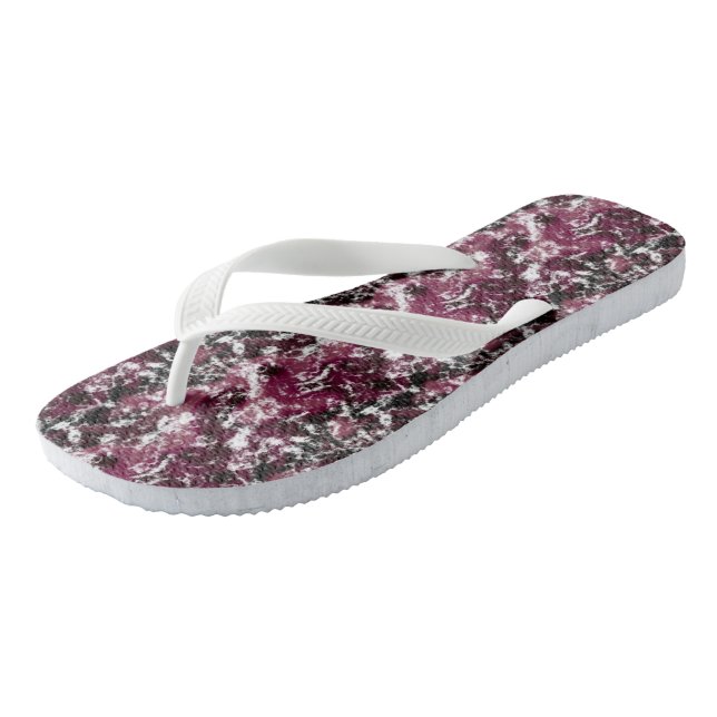 Burgundy Marble Abstrakt Flip Flops (Schrägansicht)