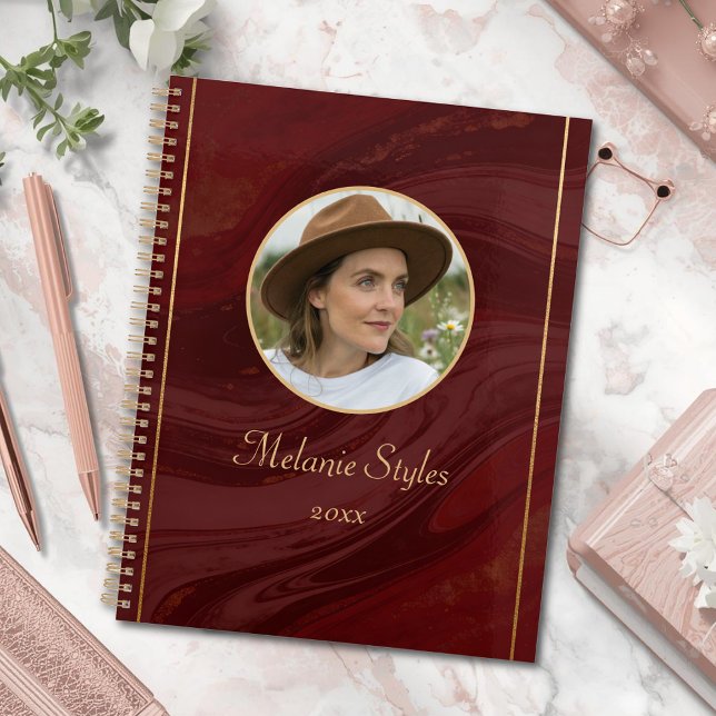 Burgundy Marble Personalized Photo (Créateur téléchargé)