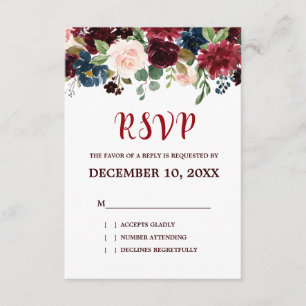Burgundy Marine Rouge Floral Russe Boho RSVP