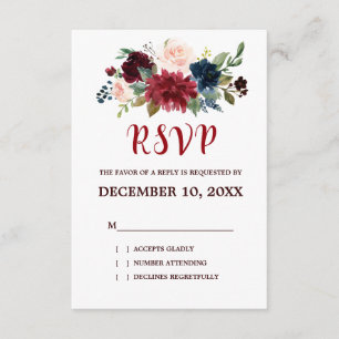 Burgundy Marine Rouge Floral Russe Boho RSVP