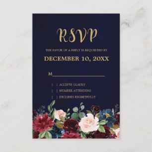 Burgundy Marine Rouge Floral Russe Boho RSVP